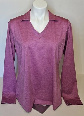 Lady Hagen Womens Essentials Space Dye Golf Long Sleeve Pink Polo Size M - Image 1 of 2