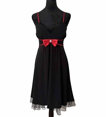 Vestido Vintage City Triangle Negro Talla L Malla Lechuga Rojo Correa Estrás Lazo Y2k Foto 1 de 4