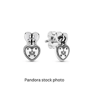 Pandora Love Lock Studs Silver Sterling Post Earrings 296575 - Picture 1 of 4