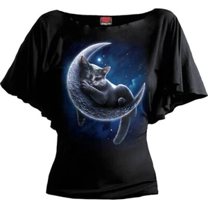 Spiral Velvet Moon Boat Neck Bat Sleeve Top • Ships in 2-4 Weeks • Gothic - Picture 1 of 2