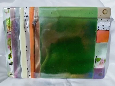 Remache de vidrio artístico fundido, 8"x6", verde multicolor Foto 1 de 3