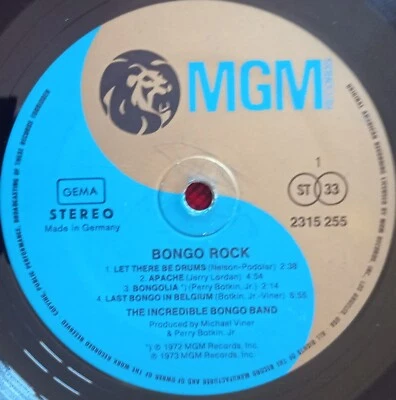 THE INCREDIBLE BONGO BAND **Bongo Rock** MICHAEL VINER 1973 GERMANY LP *NO COVER - Image 1 of 2