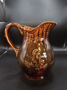 VINTAGE HULL Type POTTERY BROWN DRIP CREAMER SMALL PITCHER Syrup Kitchen Decor - Picture 1 of 18