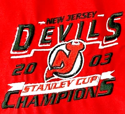 NHL Hockey Jacket New Jersey Devils NJ Champions 2003 Stanley Cup Men XL Red VTG - Image 1 of 4