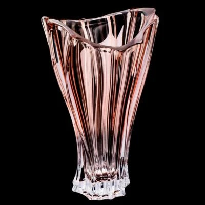 Flower Vase 12" Centerpiece Bud Vase Pink color Czech Bohemian Crystal Gift - Image 1 of 3