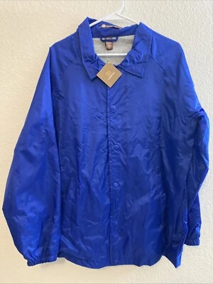 Harriton Medium Royal Blue Nylon Coaches Jacket Windbreaker  - Imagem 1 de 4