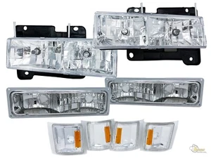 94 95 96 97 98 99 Chevy CK Tahoe Suburban Headlights Corner & Bumper Lights Set  - Picture 1 of 6