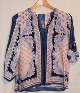 NEW!! Fun2Fun for Stitch Fix "Johnson Scarf Print Roll Tab Blouse" - Picture 1 of 4