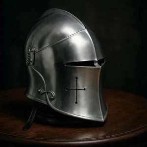 Casco medieval con visera Barbuta 18 g acero caballero armadura guerrero casco - Imagen 1 de 4