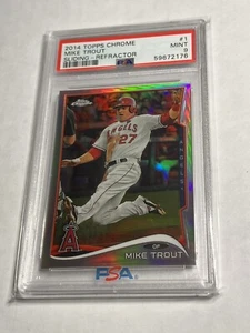 2014 Topps Chrome Mike Trout Sliding Refractor PSA 9 Angels  - Picture 1 of 2