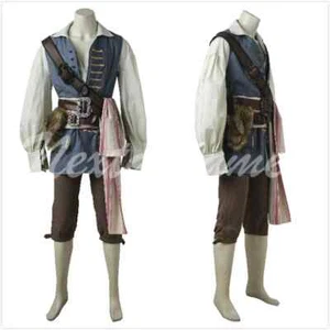 Pirates of the Caribbean Jack Sparrow Cosplay Uniform Halloween Party via DHL - Picture 1 of 10