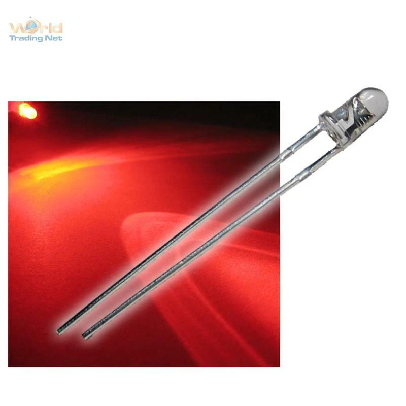 10 LEDs 3mm Blinkend rot klar Flashing Alarmdummy Dioden