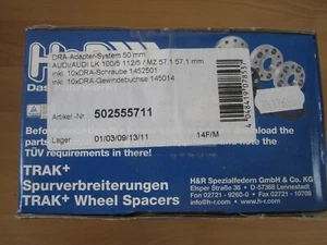 H&R Lochkreisadapter DRA 502555711 für VW Audi neu 25mm 5/100 auf 5/112 57,1 M14 - Bild 1 von 1