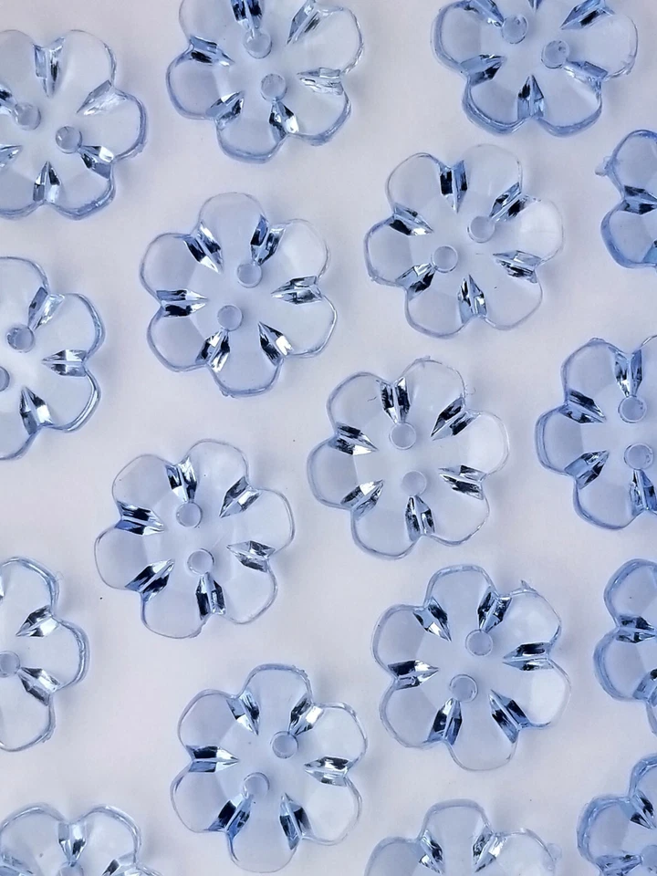 SIZE 24L - 5/8", FLOWER BUTTON, BLUE, 1 DOZEN, SHINY FINISH, FREE SHIPPING USA - Image 1 of 1