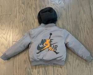 Nike Air Jordan Jumpman Bomber Jacket Boys 2T Full Zip Black Orange Logo Hoodie - Picture 1 of 7