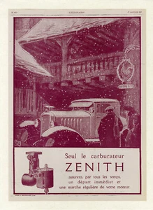"CARBURATEUR ZENITH" Annonce originale entoilée L'ILLUSTRATION 01/01/1927 ALO - Imagen 1 de 1