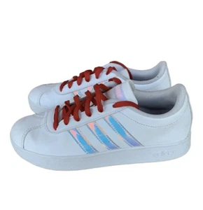 Adidas  VL Court 2.0 White Stripe Kids Sneaker Shoes Size 4 - Picture 1 of 9