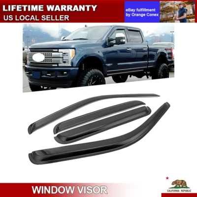 Acrylic Window Visors Fits 99-16 Ford F250 F350 F450 F550 Super Duty Crew Cab  - Image 1 of 4