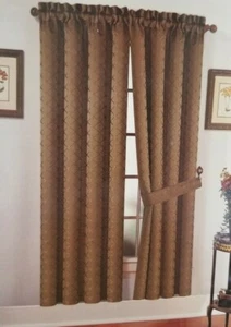 4 paneles textiles Duck River diamante topo con lazos 80" x 84" nuevos en paquete - Imagen 1 de 10