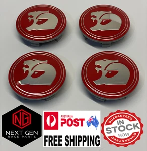 HSV WheeI Centre Caps 63 mm X4 Silver / Red VT VY VZ VE VF GTS R8 Commodore - Picture 1 of 7