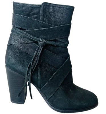 Vince Camuto Mujer Ferrah Botas Tacón Grueso Cuero Negro Borlas 6M Foto 1 de 4