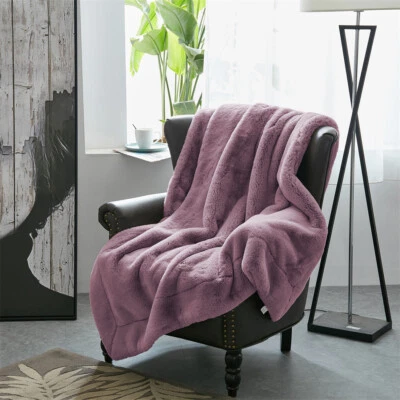 豪华重型人造毛皮毯 – 超柔软毛绒沙发和床礼品 — 第 1/4 张图片