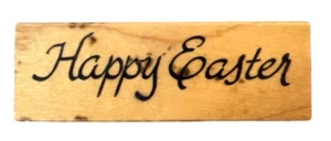 Art Impressions Happy Easter Writing Words Wooden Rubber Stamp - Picture 1 of 2