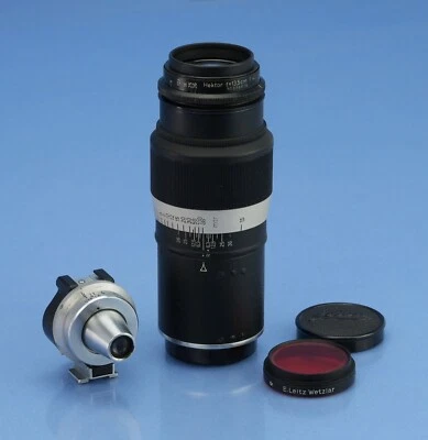 LEICA 135MM HEKTOR F4.5 RARE FLAT MATTE BLACK PAINT LENS +VIOOH VIEWFINDER RARE! - Image 1 of 4