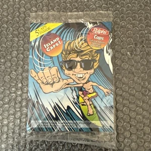 Vintage neu versiegelt Ralph's Set 5 Island Caps Milkcaps Pogs 1990er 90er Spielzeug Surf - Bild 1 von 6