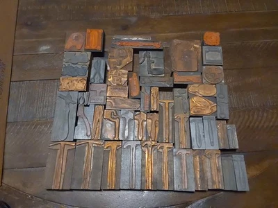 53 Letterpress Printing Blocks Tool Advertising Hammer Vise Waffle Iron Planer + - Image 1 of 4