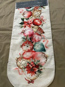 Tahari Home Weihnachten Urlaub Tischläufer Ornamente rot grün weiß 16”x72” - Bild 1 von 15