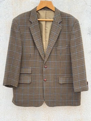 Vintage Walbusch Wool Blend men Blazer Brown Jacket Plaid Check Coat 48 - Image 1 of 4