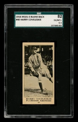 1916 M101-5 Blank Back Set-Break # 40 Harry Coveleskie SGC 6.5 EX/MT+ - Image 1 of 3