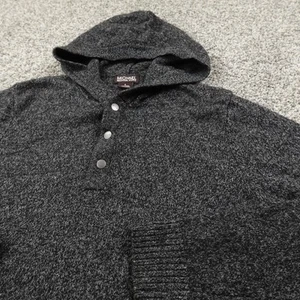 Michael Kors Sweater Mens S Gray Ragg Fleck Hooded Henley Wool Pullover Hoodie - Picture 1 of 9