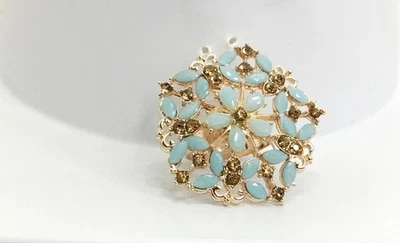 Indian Bridal Bollywood CZ último tono dorado tamaño libre anillo de cóctel... - Imagen 1 de 4