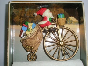 Hallmark Cycling Santa Claus Christmas Ornament with Box EUC - Picture 1 of 4