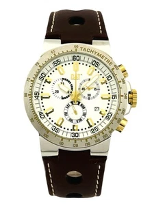Caterpillar Men's CAT YP 143 35 223 COSMOFIT CHRONO Brown Leather Strap Watch - Picture 1 of 24