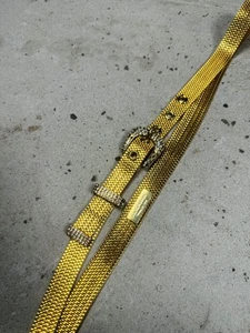 Dolce & Gabbana Gold Crystal Rhinestones Mesh Belt Rare - Picture 1 of 15