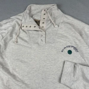Vintage B.U.M. Equipment Sweatshirt Mens Large Oatmeal Half Snap Pullover Ribbed - Picture 1 of 21
