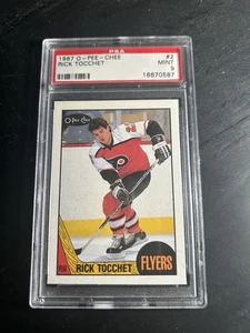 1987 O-Pee-Chee #2 Rick Tocchet RC PSA 9 Philadelphia Flyers - Picture 1 of 2