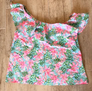 Top Lilly Pulitzer Zeldie de un hombro para mujer XL So Shelligant Volantes - Imagen 1 de 6