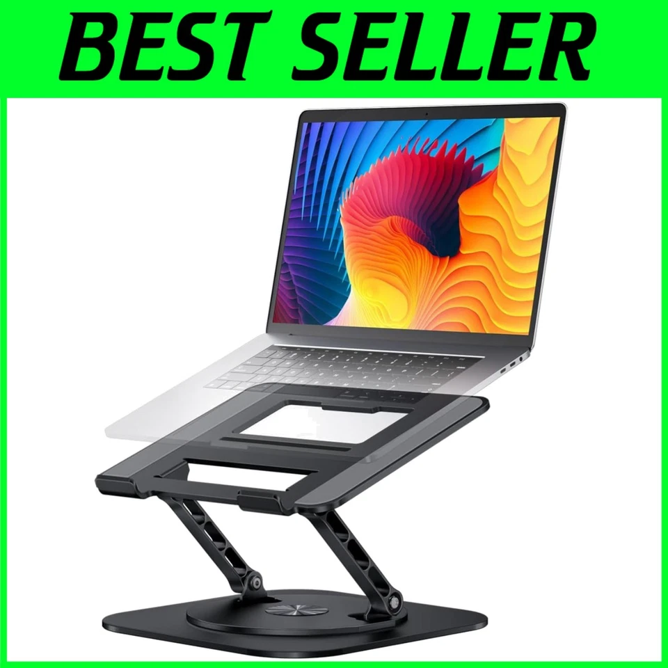 Ergonomic Adjustable Laptop Stand with 360° Rotating Base - Fits Up to 16 Inches - Image 1 of 4