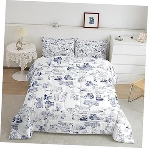 Construction Comforter Set Queen Size Kids Equipment Trucks Comforter for - Picture 1 of 7
