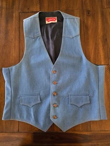 VTG Levis  Suit Vest 42 Inch Chest Blue Button Down - Picture 1 of 7
