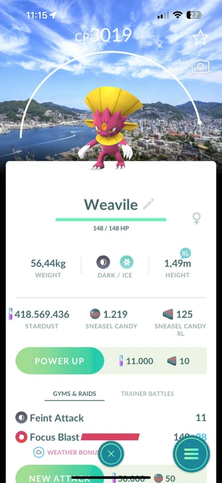 Shiny Weavile Nagasaki Background Wild Area Mighty - Pokemon Go - Image 1 of 1