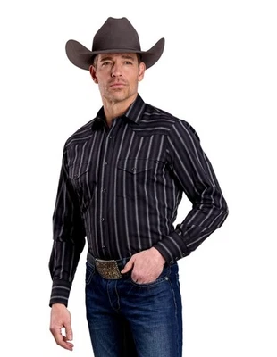 Camisa Roper Western Para Hombre Manga Larga Rayas Negra 01-001-0044-7014 BL Foto 1 de 2