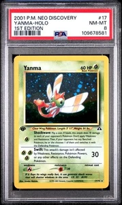 Yanma 2001 Pokemon Neo Discovery 1st Edition Holo #17 PSA 8 NM-MT - Picture 1 of 2