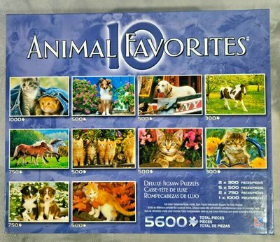 Puzzles Jigsaw 10 Animal Favorites Deluxe Nature Cats Dogs Horse Pony 5600 Piece - Image 1 of 3