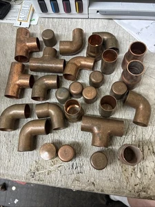 Mixed Lot of 3/4" Copper Sweat Plumbing Fittings 27 Pcs - Picture 1 of 3