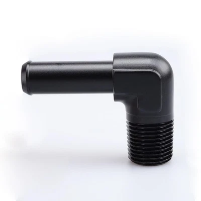 Adaptador de montaje de barra de manguera de 1/2" NPT macho a 5/8" 90 grados aluminio negro ajuste... Foto 1 de 4
